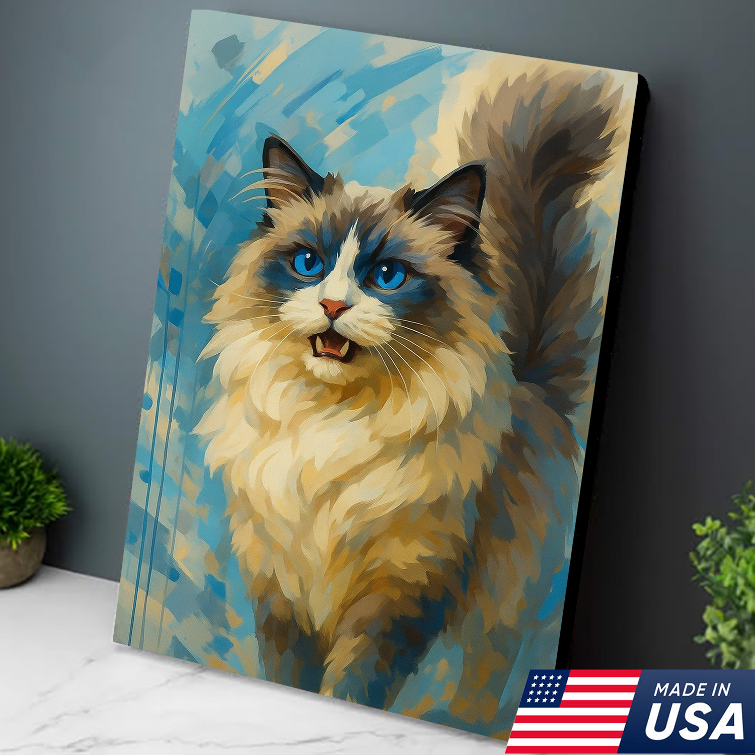 Retrato de Mascota Personalizado - Lienzo Estilo Pintura Acuarela de Perro o Gato
