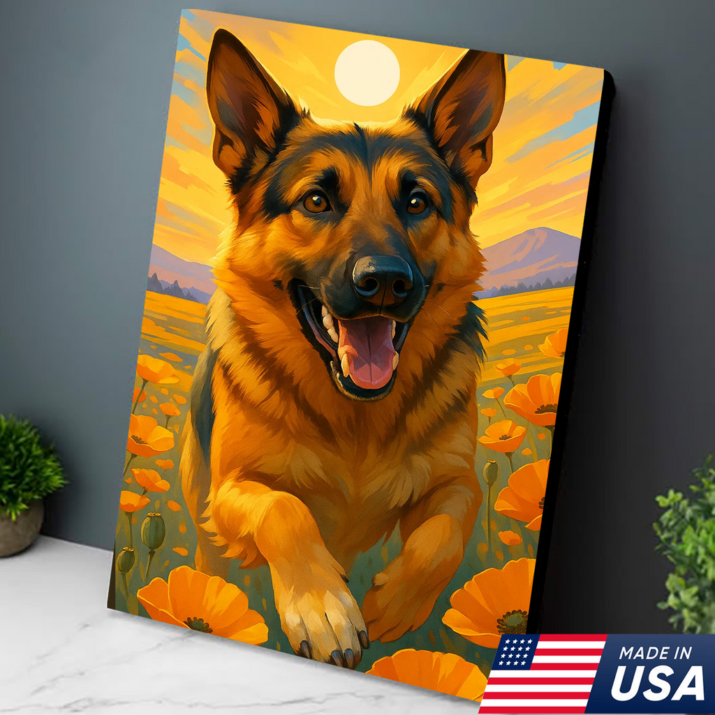 Retrato de Mascota Personalizado - Perro Gato en Campo de Flores Lienzo