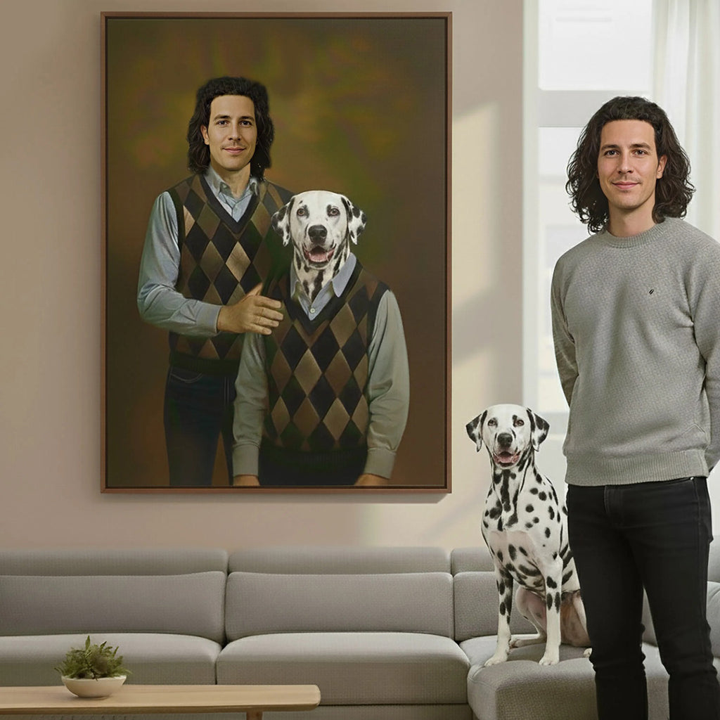 Lienzo personalizado con retrato de mascota - Lienzo personalizado de humano y mascota