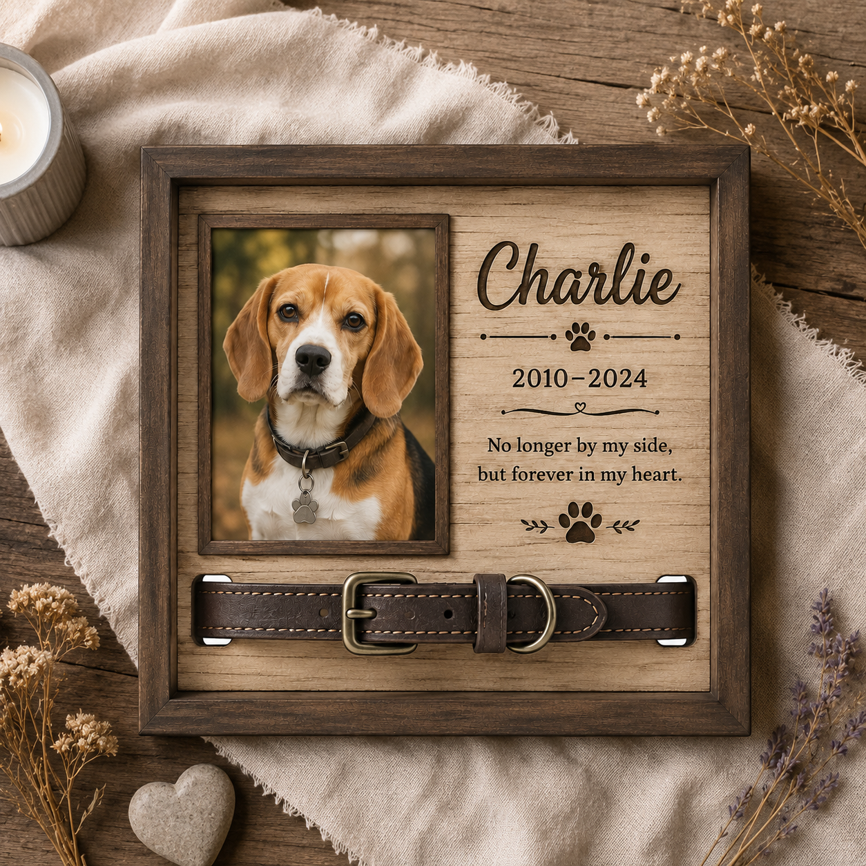 Personalized Pet Memorial Collar Sign – Custom Dog & Cat Photo Keepsake