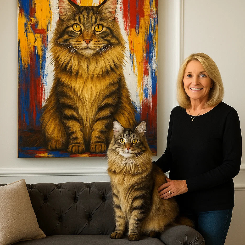 Retrato Personalizado de Mascota – Lienzo con Textura de Óleo Vibrante