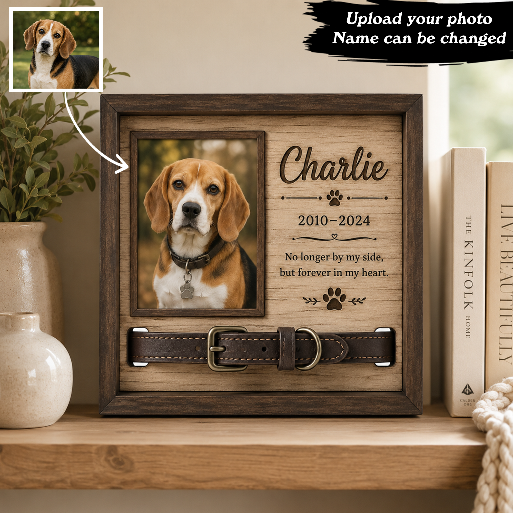 Personalized Pet Memorial Collar Sign – Custom Dog & Cat Photo Keepsake
