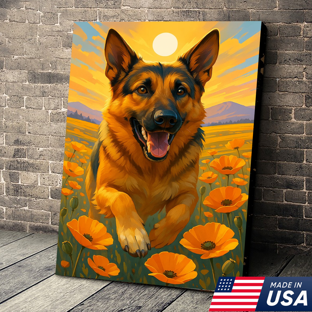 Retrato de Mascota Personalizado - Perro Gato en Campo de Flores Lienzo