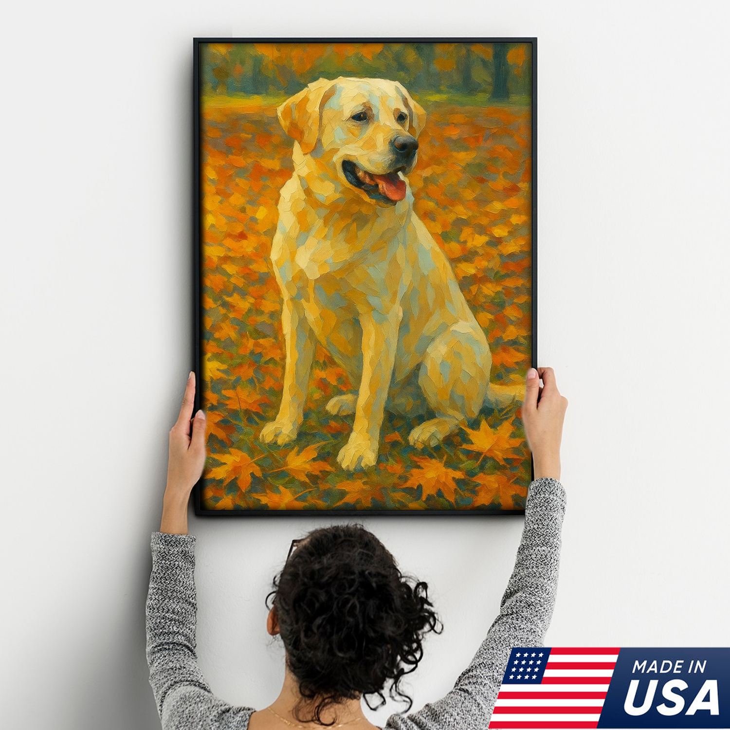 Custom Pet Portrait - Personalized Autumn Dog Cat Portrait Canvas
