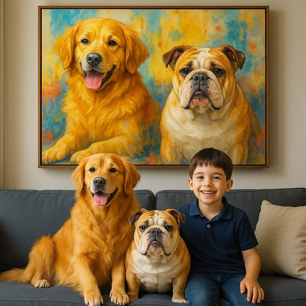 Lienzo de retrato personalizado para mascotas - Estilo abstracto moderno para amantes de los perros