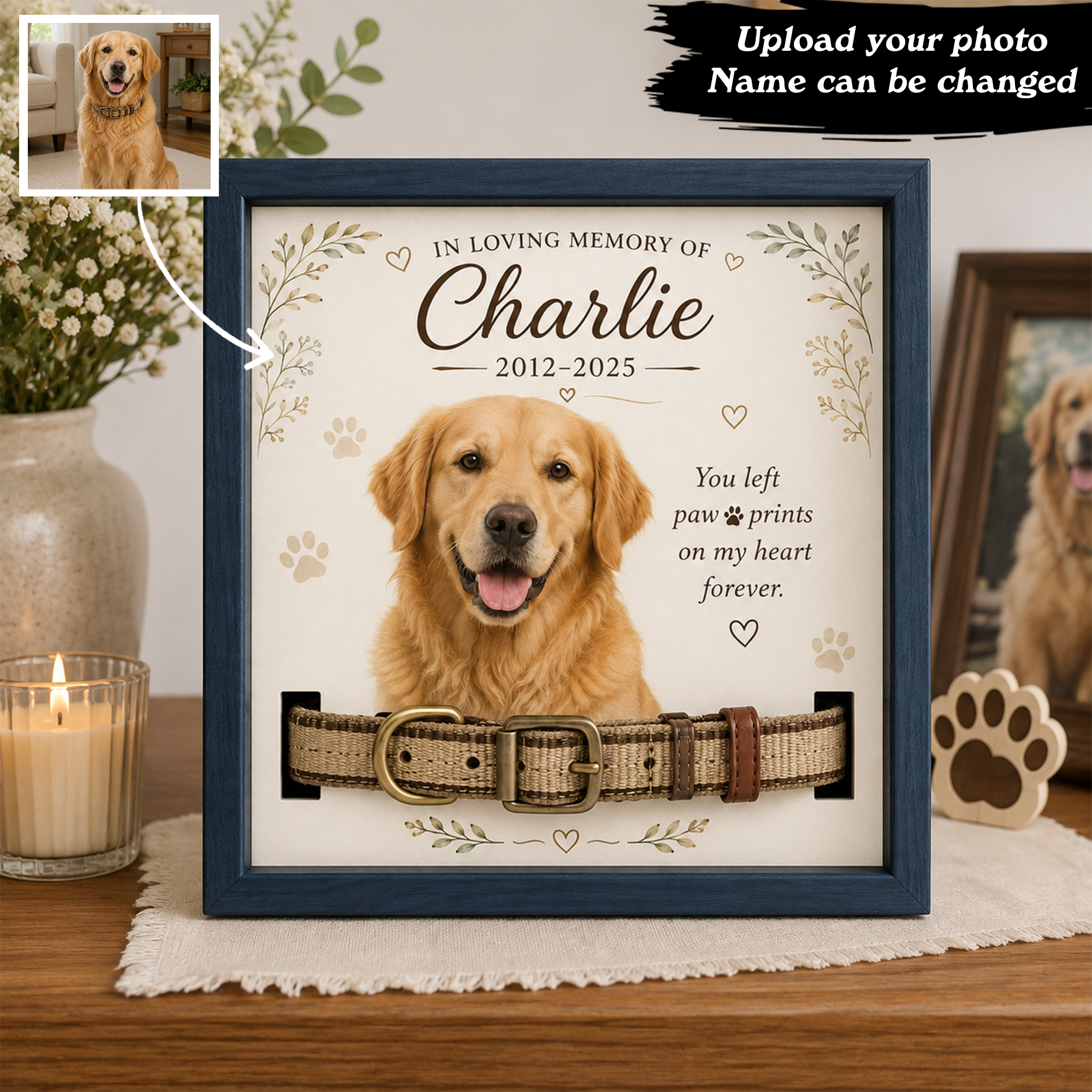Personalized Pet Memorial Collar Sign – Custom Dog or Cat Keepsake