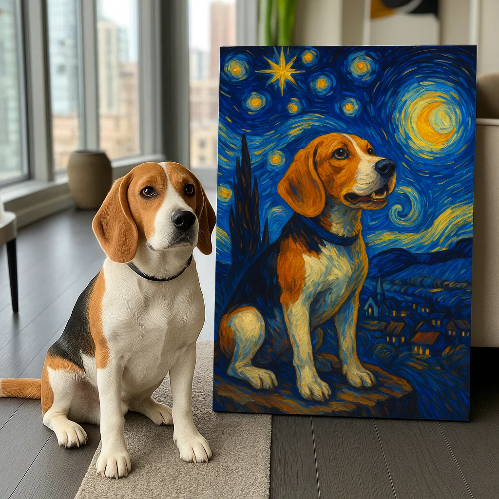 Retrato de mascota personalizado - Lienzo de retrato de perro gato personalizado estilo VG