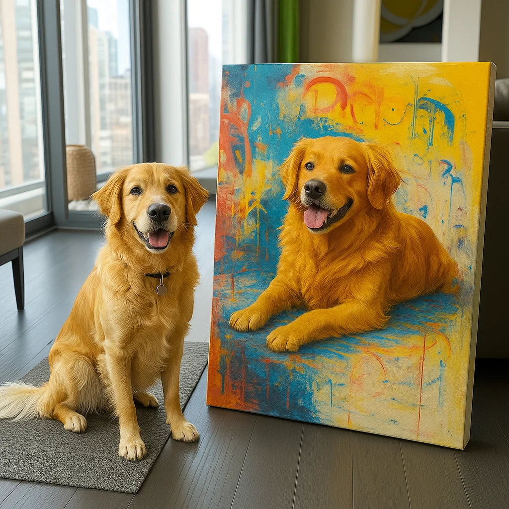 Lienzo de retrato personalizado para mascotas - Estilo abstracto moderno para amantes de los perros