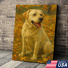 Custom Pet Portrait - Personalized Autumn Dog Cat Portrait Canvas