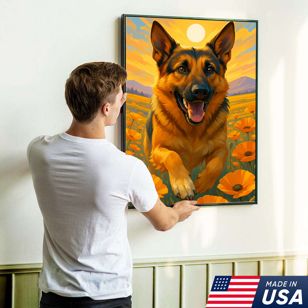 Retrato de Mascota Personalizado - Perro Gato en Campo de Flores Lienzo