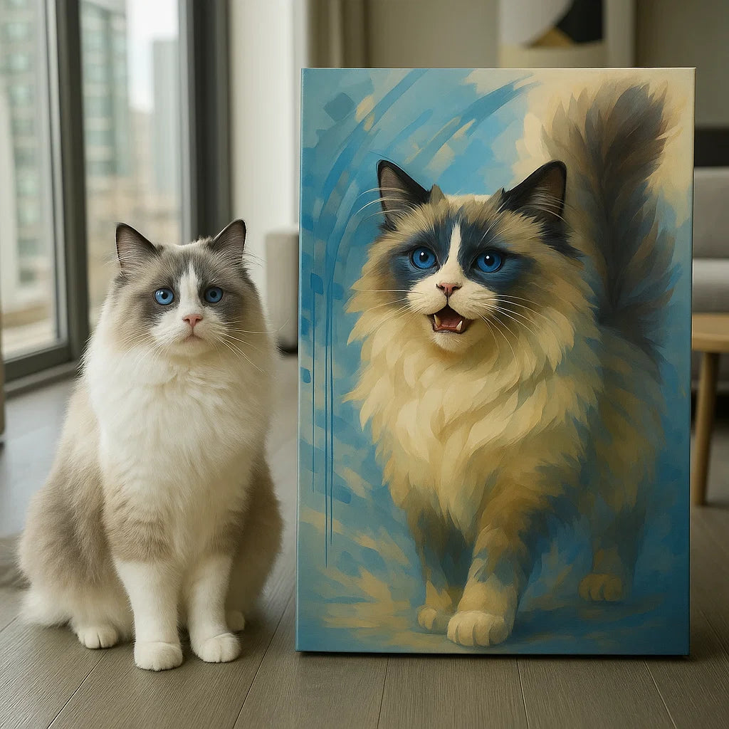 Retrato de Mascota Personalizado - Lienzo Estilo Pintura Acuarela de Perro o Gato
