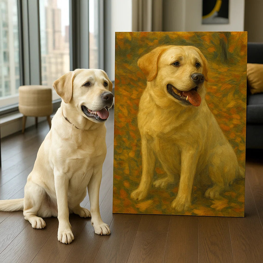 Retrato Personalizado de Mascota - Lienzo Estilo Pintura al Óleo de Perro y Gato Personalizado