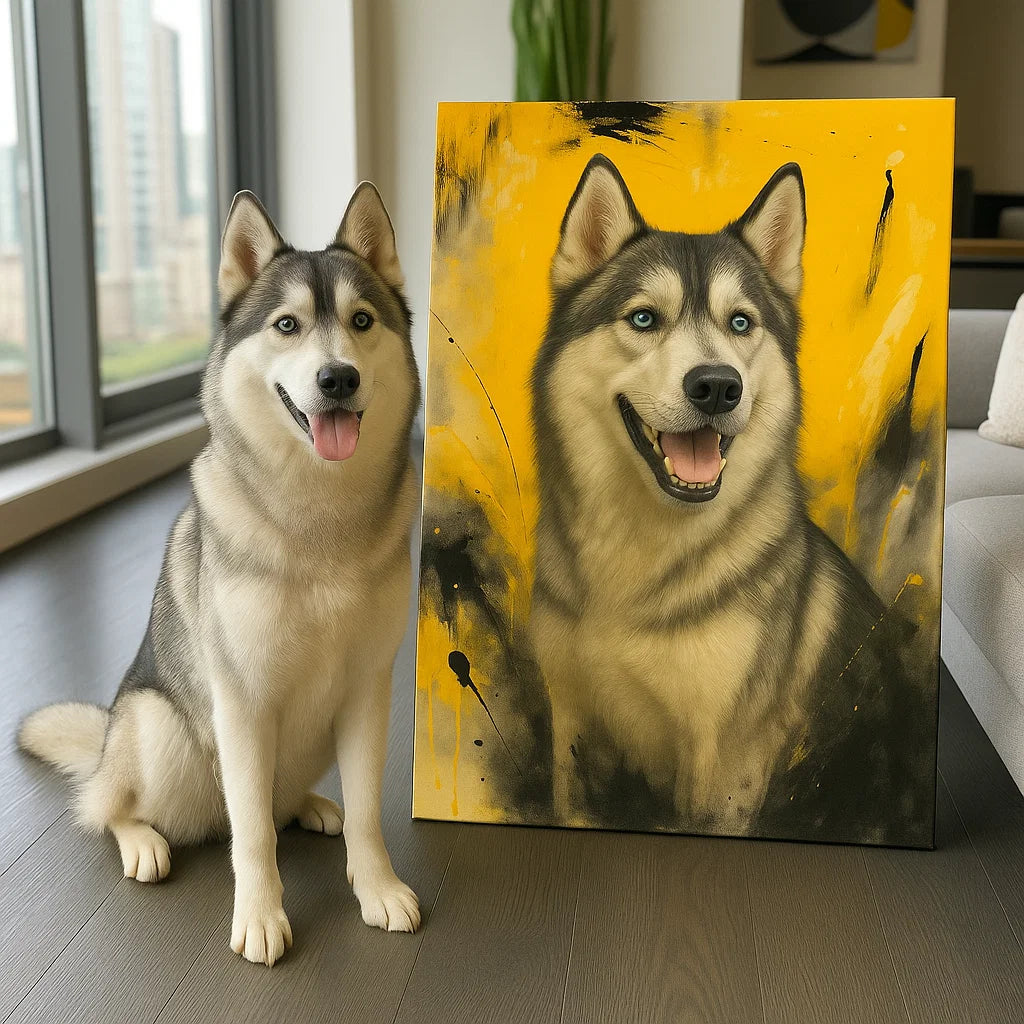 Retrato personalizado de mascota - Lienzo de retrato de perro o gato personalizado
