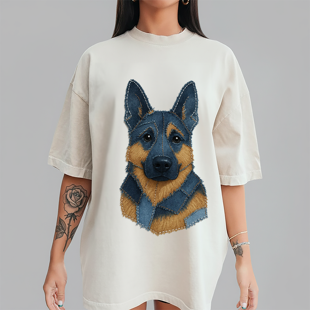 Personalized Pet Portrait Printed T shirt, Sweatshirt, Hoodie - Custom Dog, Cat Photo Denim Printed