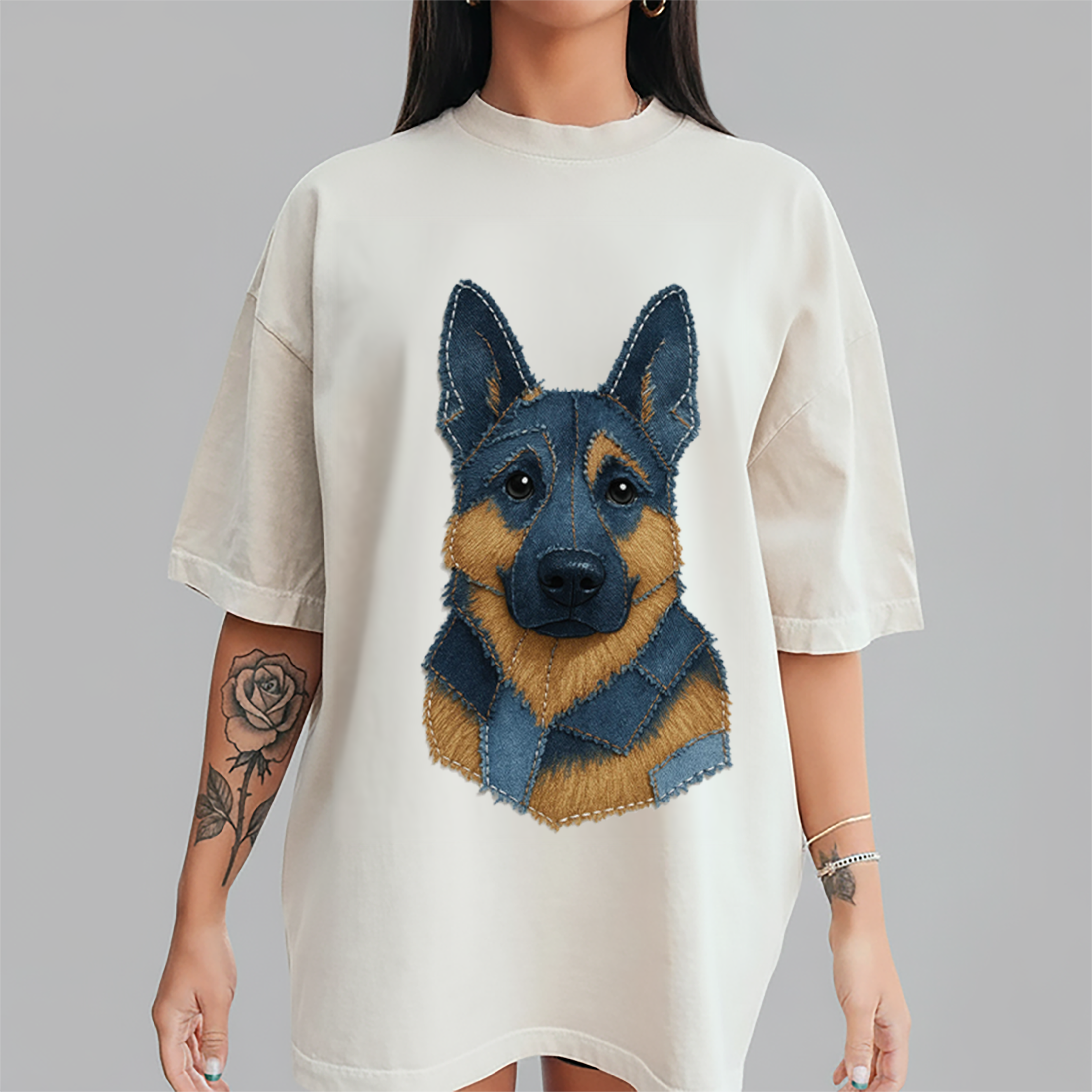 Personalized Pet Portrait Printed T shirt, Sweatshirt, Hoodie - Custom Dog, Cat Photo Denim Printed
