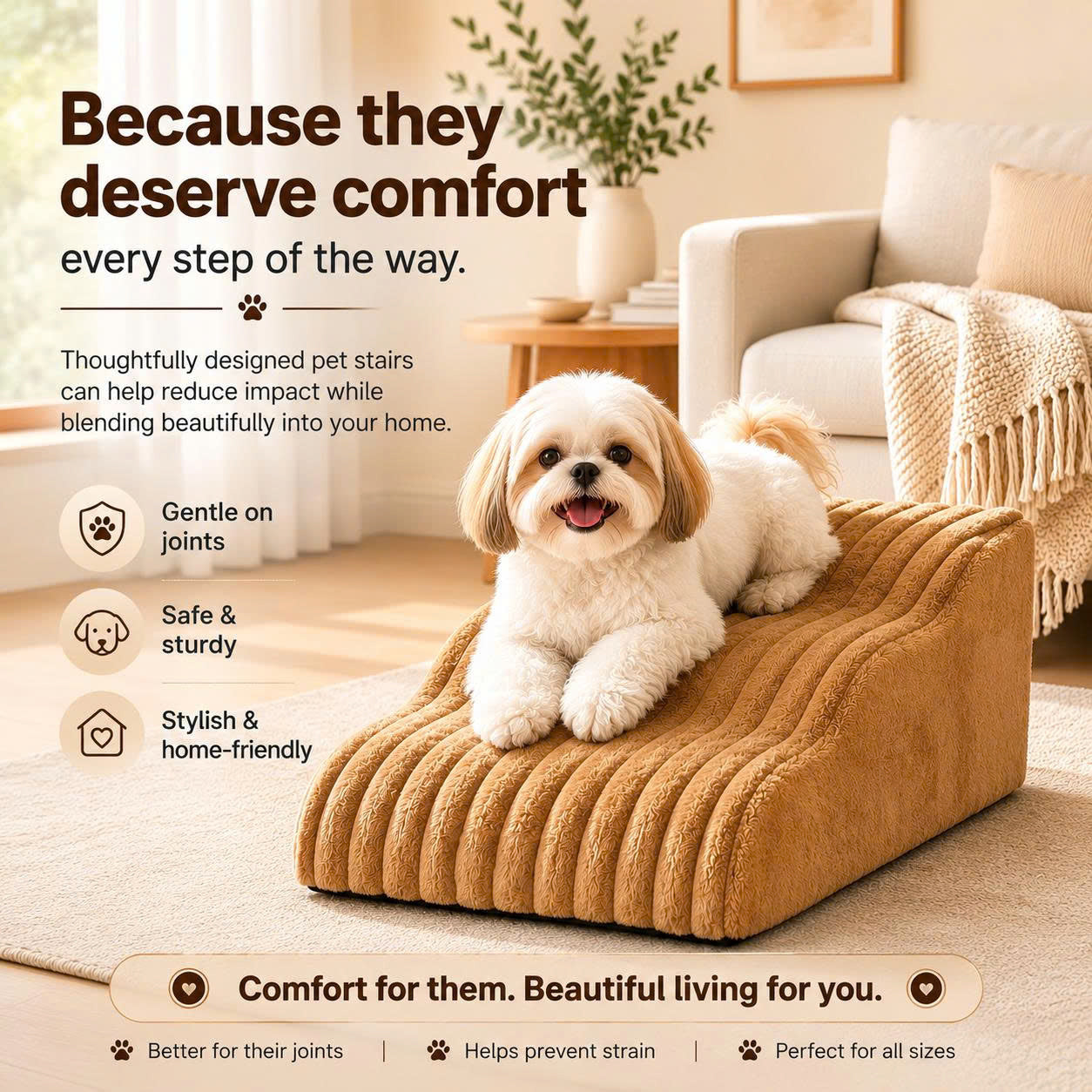 Pawunder™ Foam Pet Stairs – Gentle Steps for Beds, Sofas & Cars