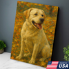 Custom Pet Portrait - Personalized Autumn Dog Cat Portrait Canvas