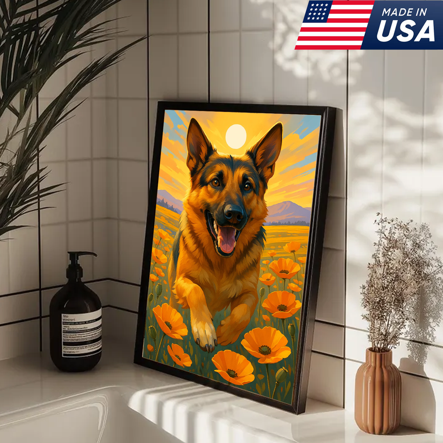 Retrato de Mascota Personalizado - Perro Gato en Campo de Flores Lienzo