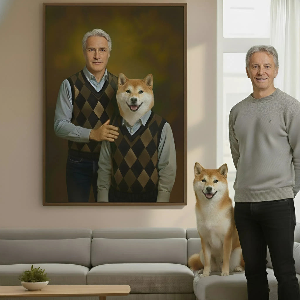 Lienzo personalizado con retrato de mascota - Lienzo personalizado de humano y mascota