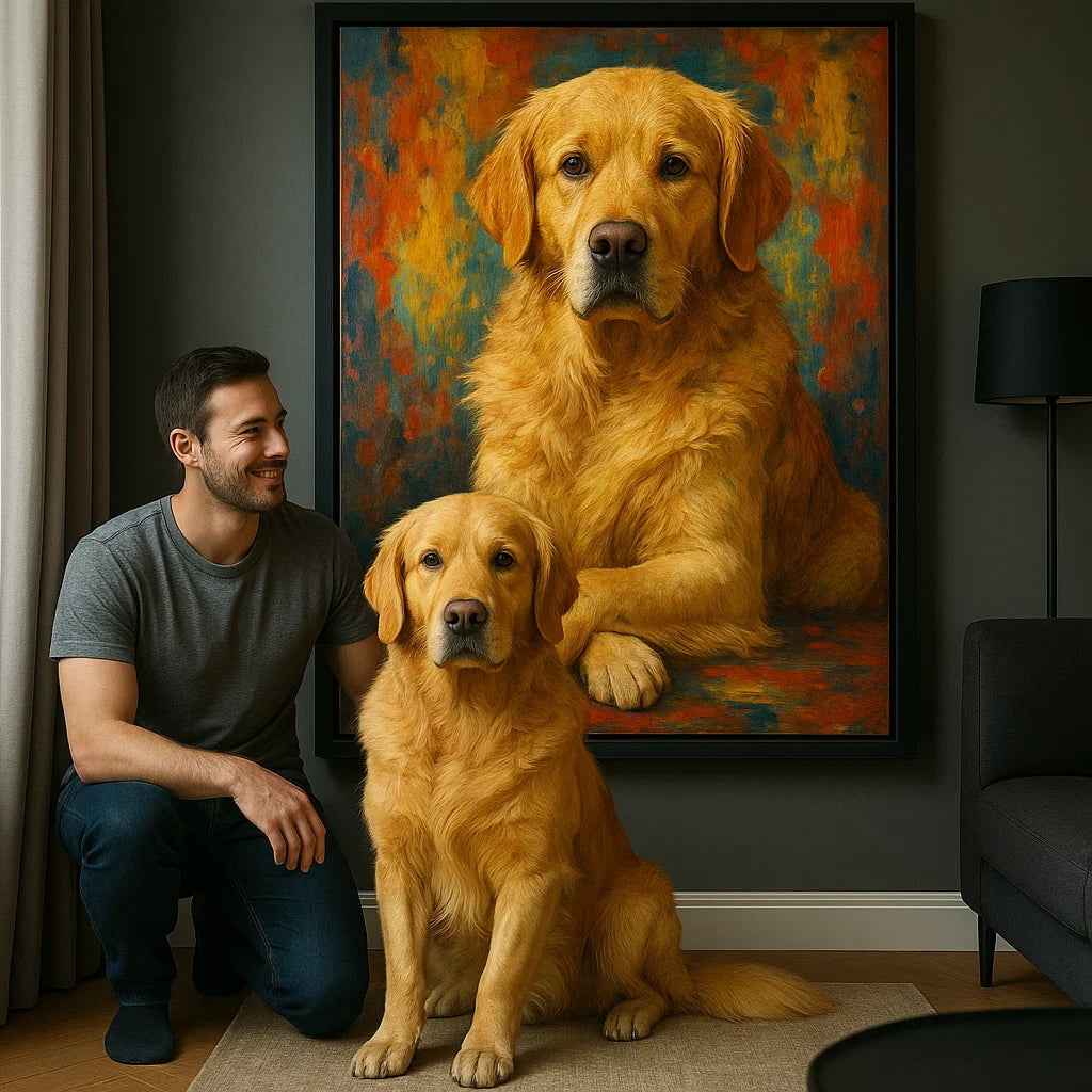 Retrato Personalizado de Mascota – Lienzo con Textura de Óleo Vibrante