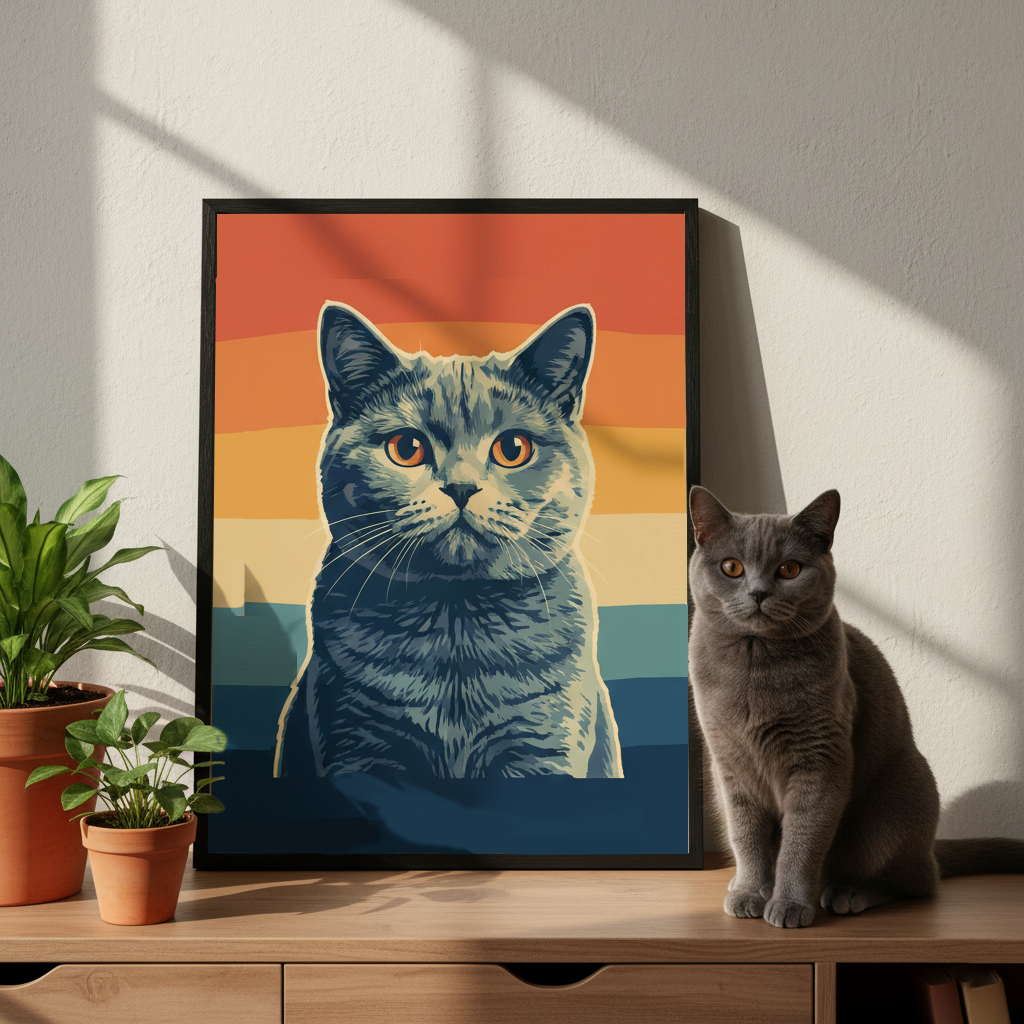 Retrato de mascota personalizado - Lienzo retro de perro o gato
