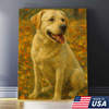 Custom Pet Portrait - Personalized Autumn Dog Cat Portrait Canvas