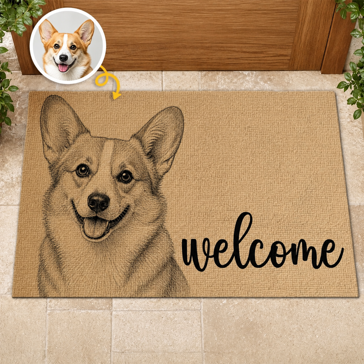 Personalized Pet Doormat – Custom Dog & Cat Portrait, Up to 5 Pets