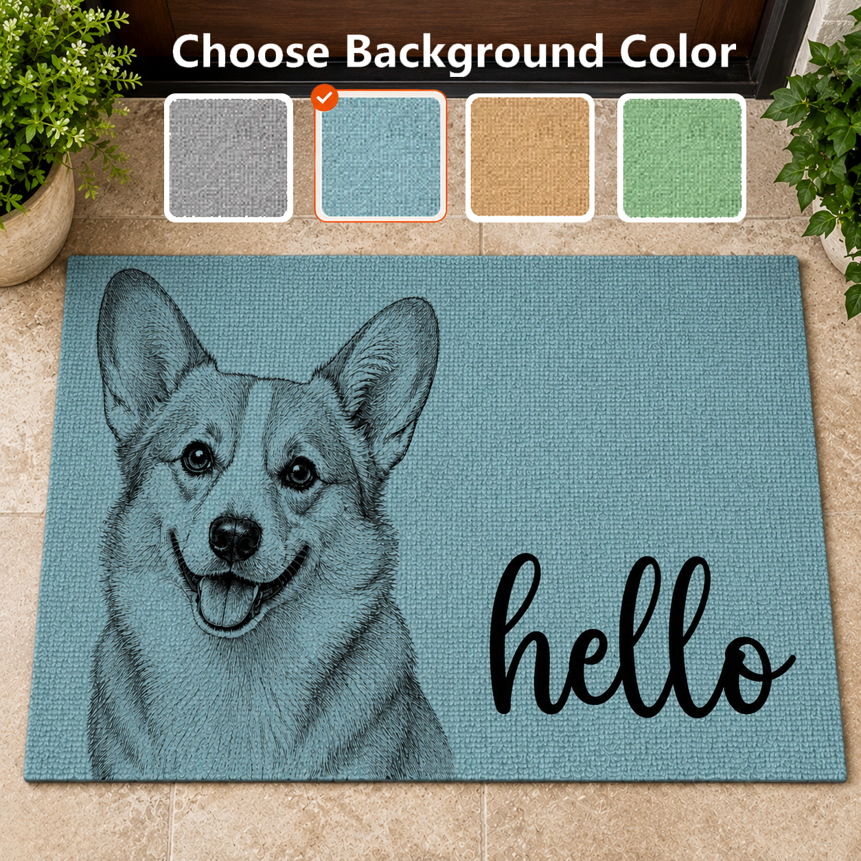 Personalized Pet Doormat – Custom Dog & Cat Portrait, Up to 5 Pets