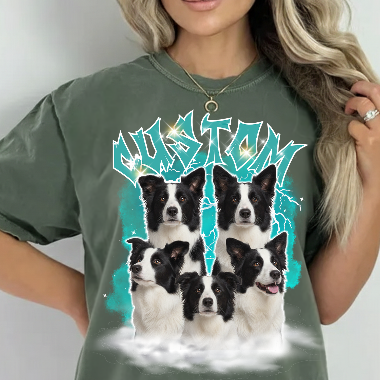 Personalized Pet Portrait Printed T shirt, Sweatshirt, Hoodie, Custom Pet Photo