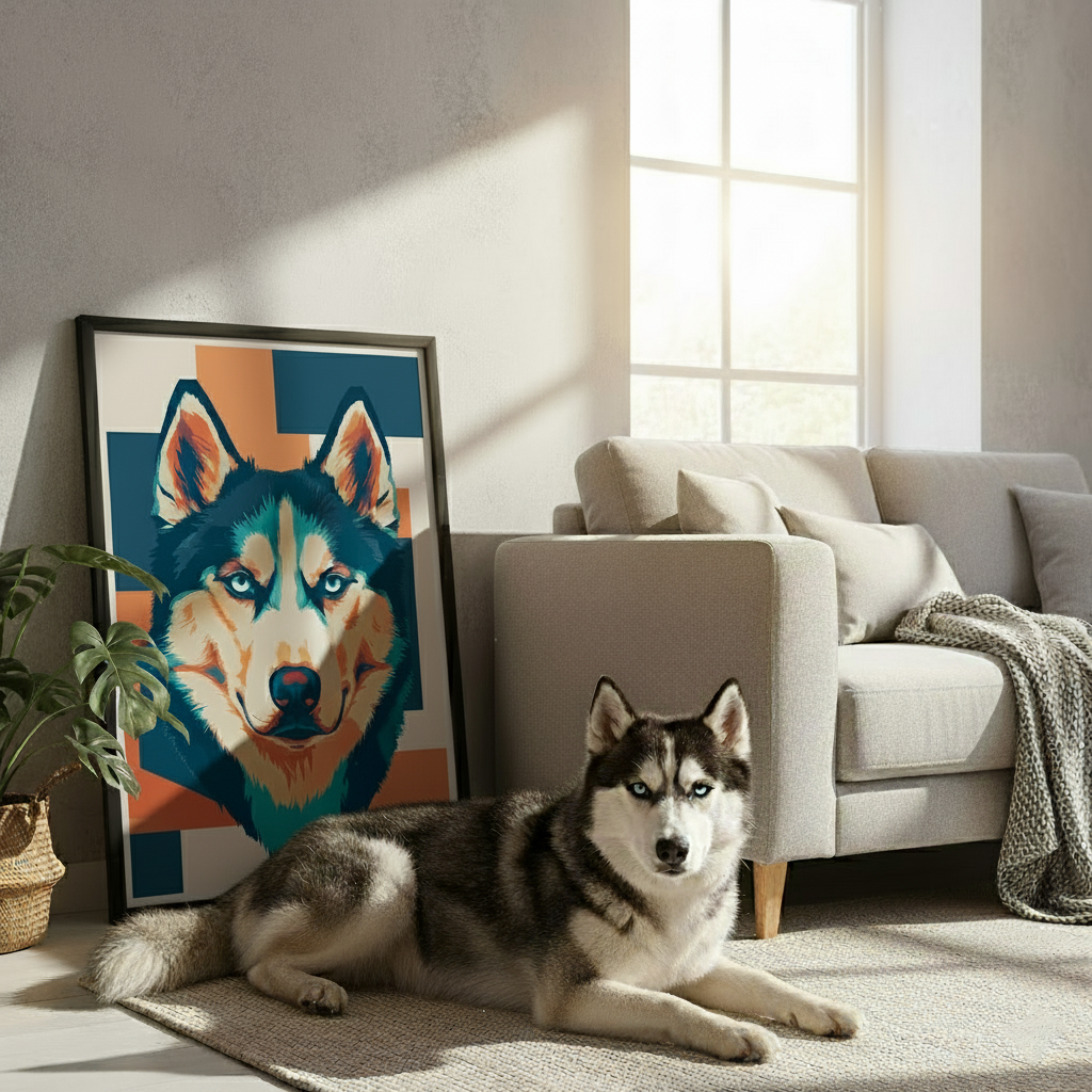 Retrato de mascota personalizado - Lienzo retro de perro o gato