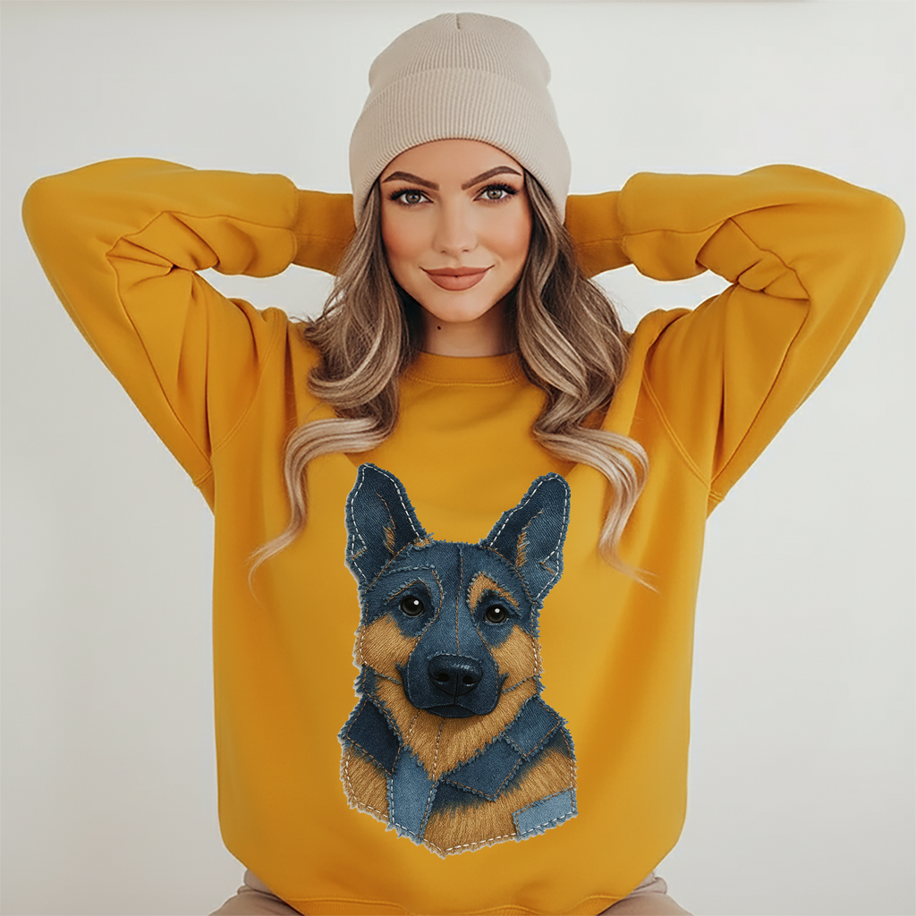 Personalized Pet Portrait Printed T shirt, Sweatshirt, Hoodie - Custom Dog, Cat Photo Denim Printed