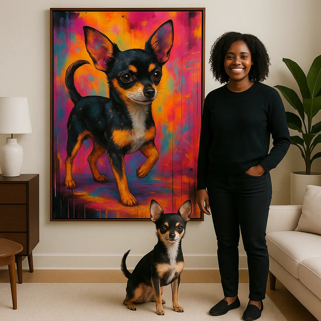 Retrato de Mascota Personalizado – Pintura de Salpicaduras Alegre