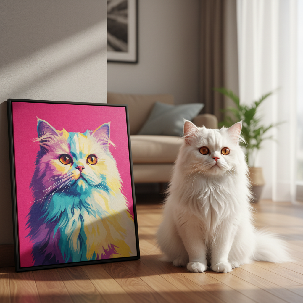 Retrato de Mascota Personalizado - Retrato Personalizado de Perro Gato en Lienzo Estilo Colorido