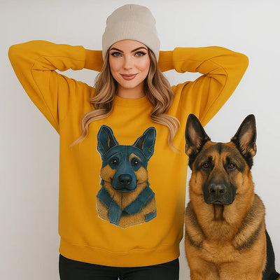 Personalized Pet Portrait Printed T shirt, Sweatshirt, Hoodie - Custom Dog, Cat Photo Denim Printed