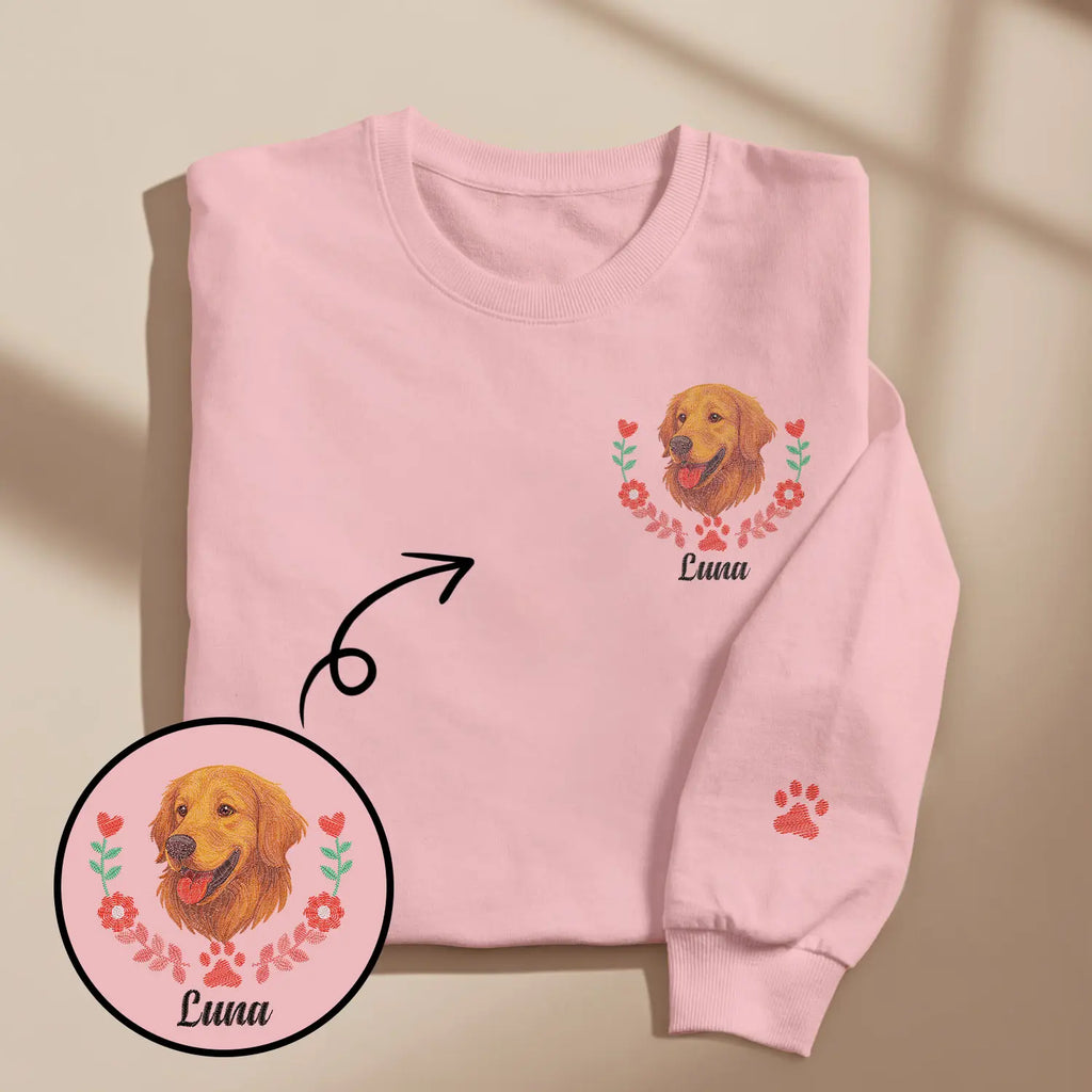 Camiseta, Sudadera, Sudadera con capucha, Retrato de mascota personalizado Bordado, Foto de mascota personalizada