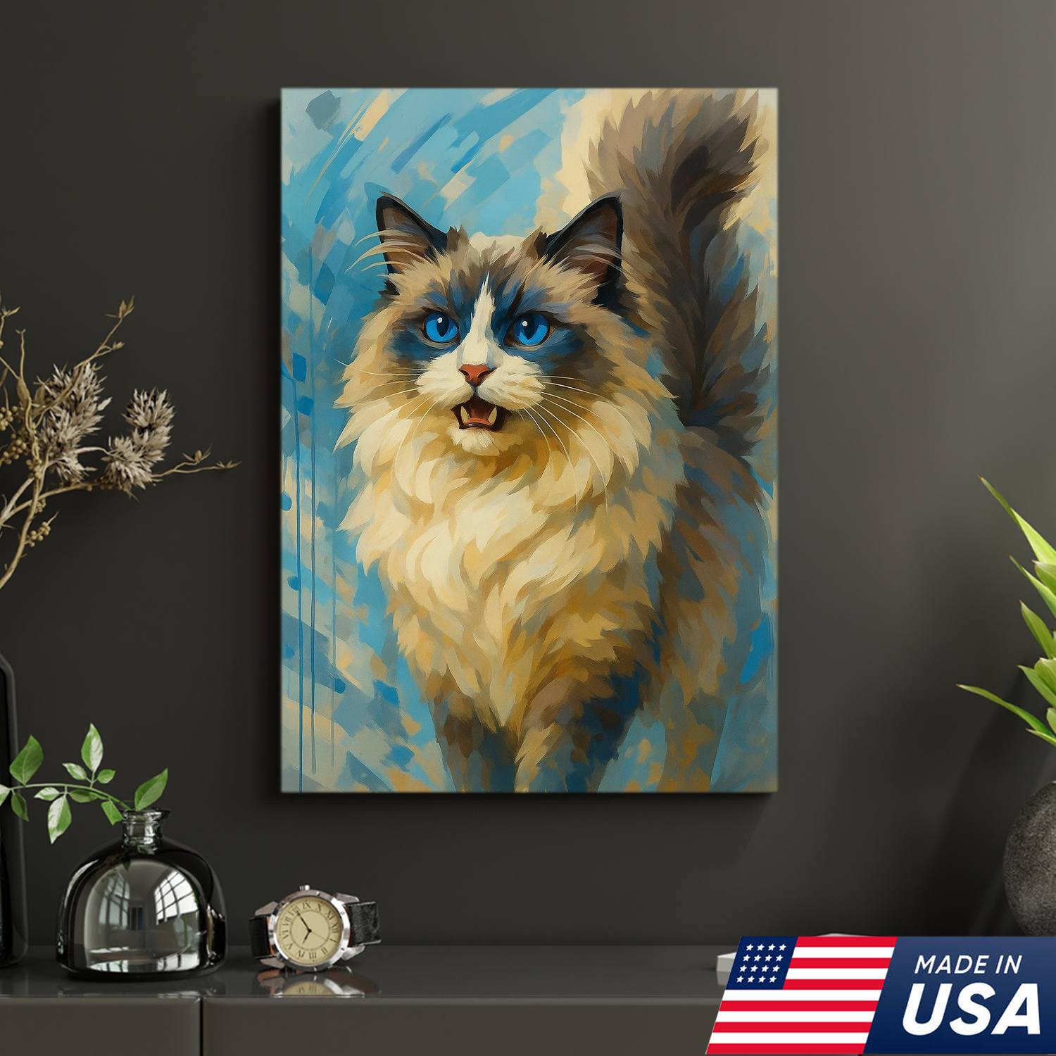 Retrato de Mascota Personalizado - Lienzo Estilo Pintura Acuarela de Perro o Gato