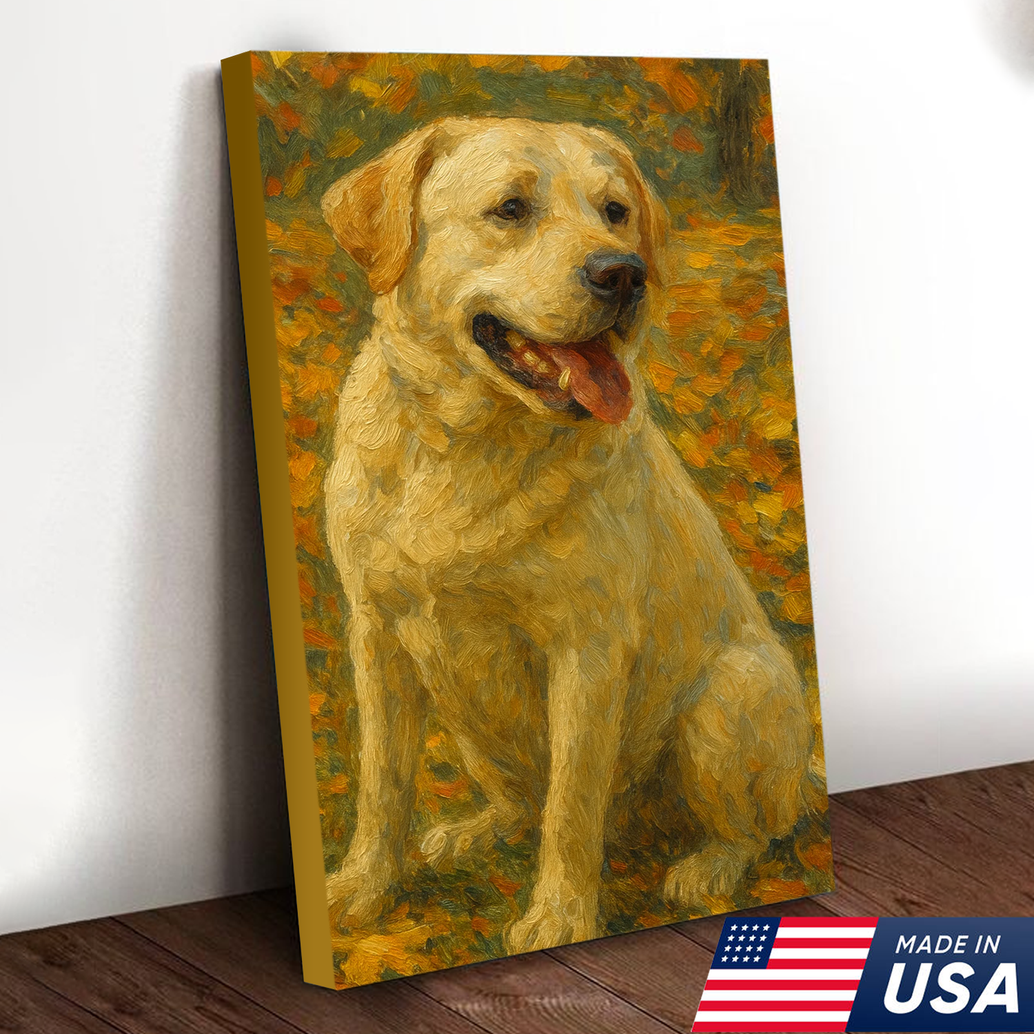 Custom Pet Portrait - Personalized Autumn Dog Cat Portrait Canvas