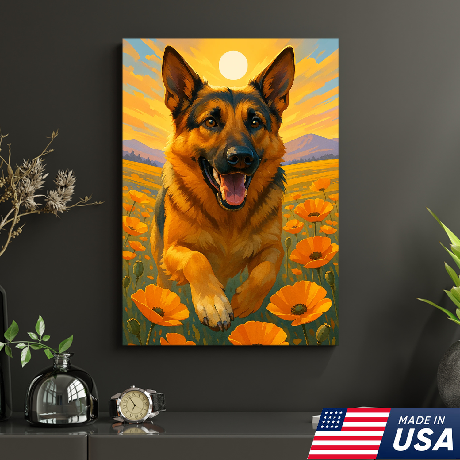 Retrato de Mascota Personalizado - Perro Gato en Campo de Flores Lienzo