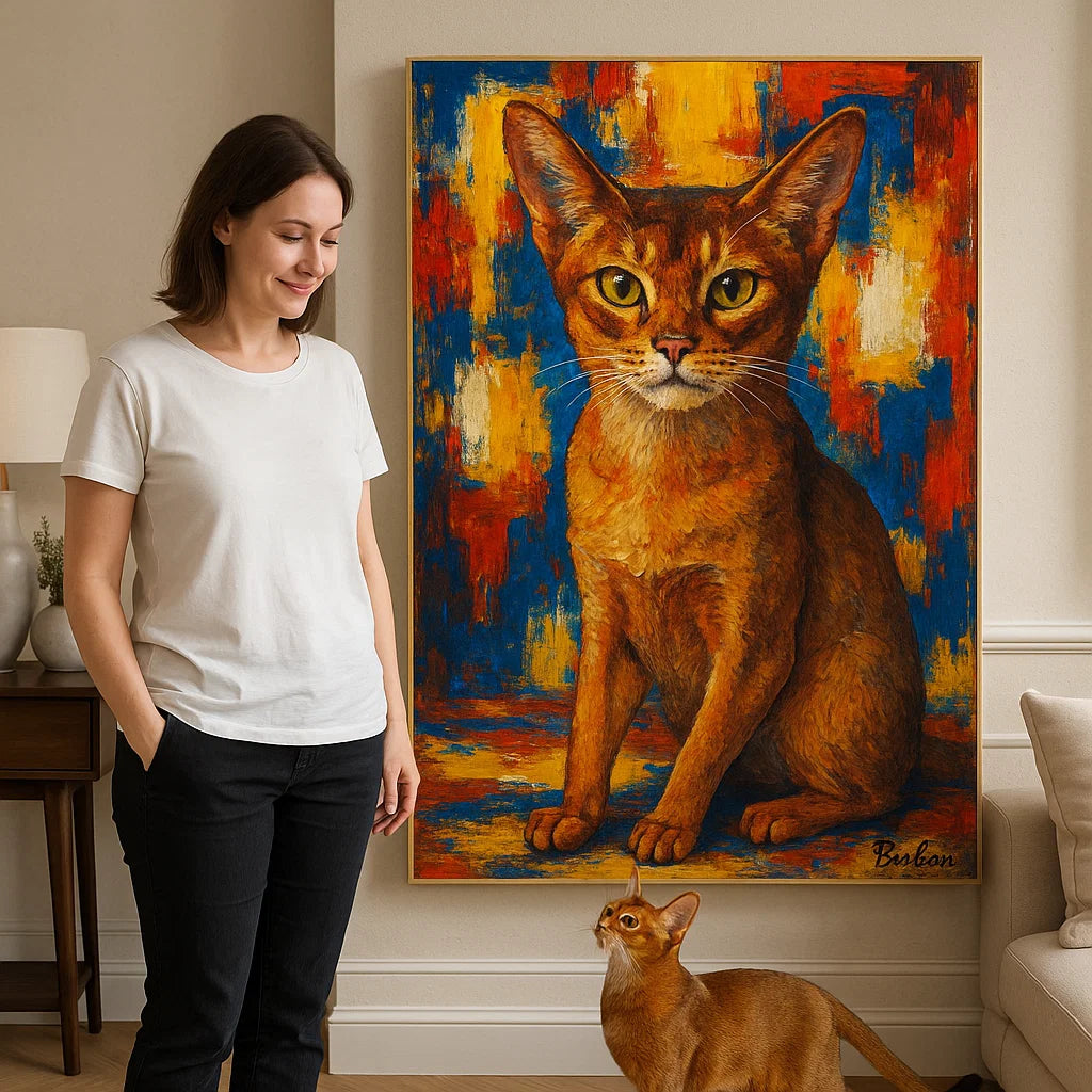 Retrato Personalizado de Mascota – Lienzo con Textura de Óleo Vibrante
