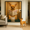 Custom Pet Portrait - Dog Reading Newspaper in Toilet
