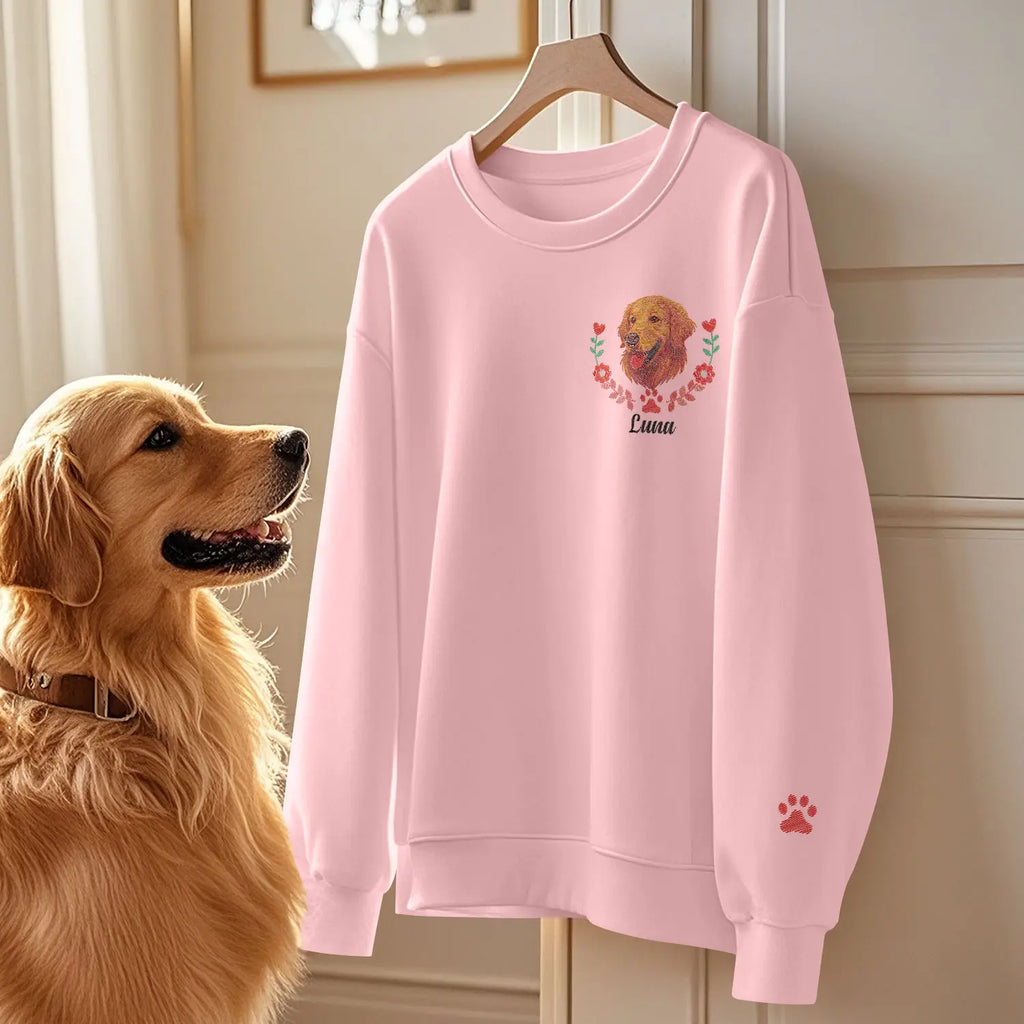 Camiseta, Sudadera, Sudadera con capucha, Retrato de mascota personalizado Bordado, Foto de mascota personalizada