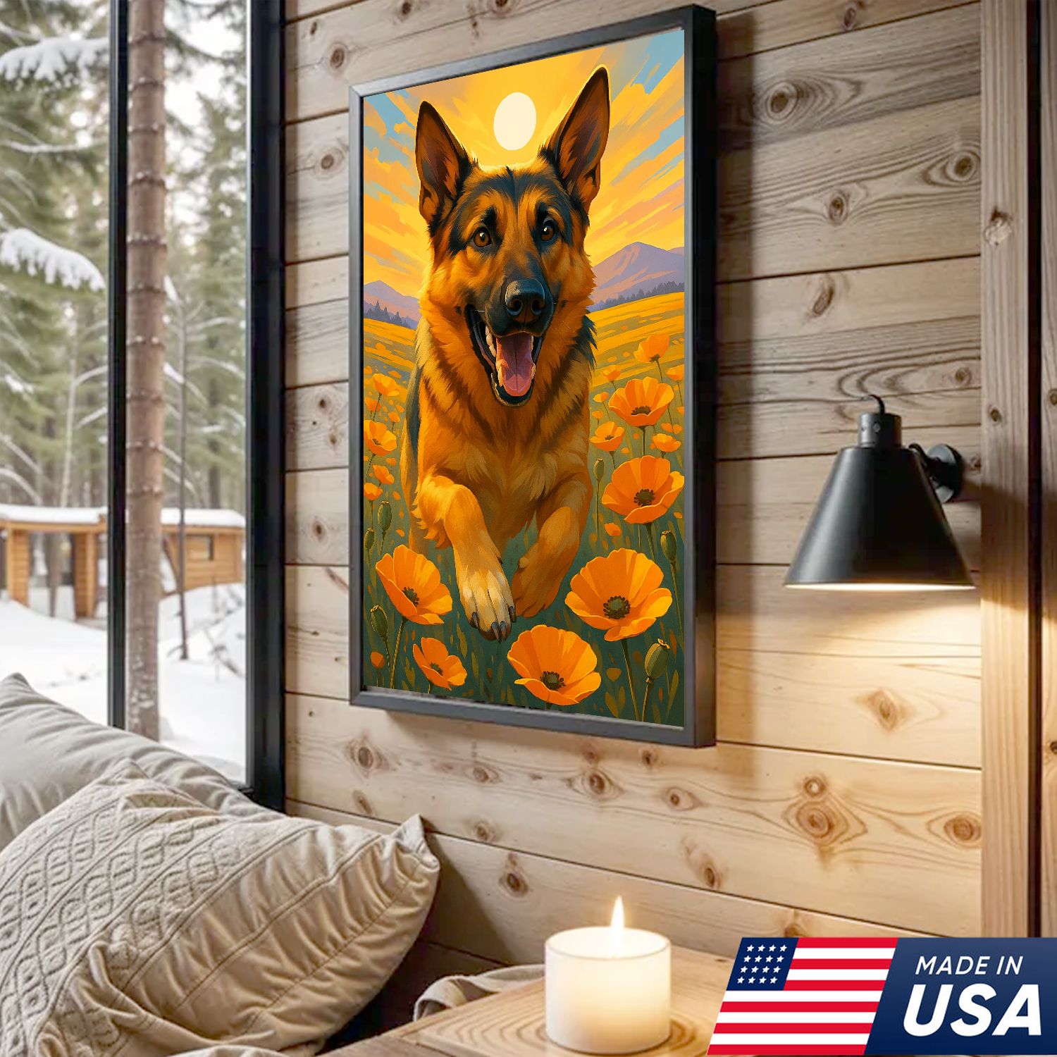 Retrato de Mascota Personalizado - Perro Gato en Campo de Flores Lienzo