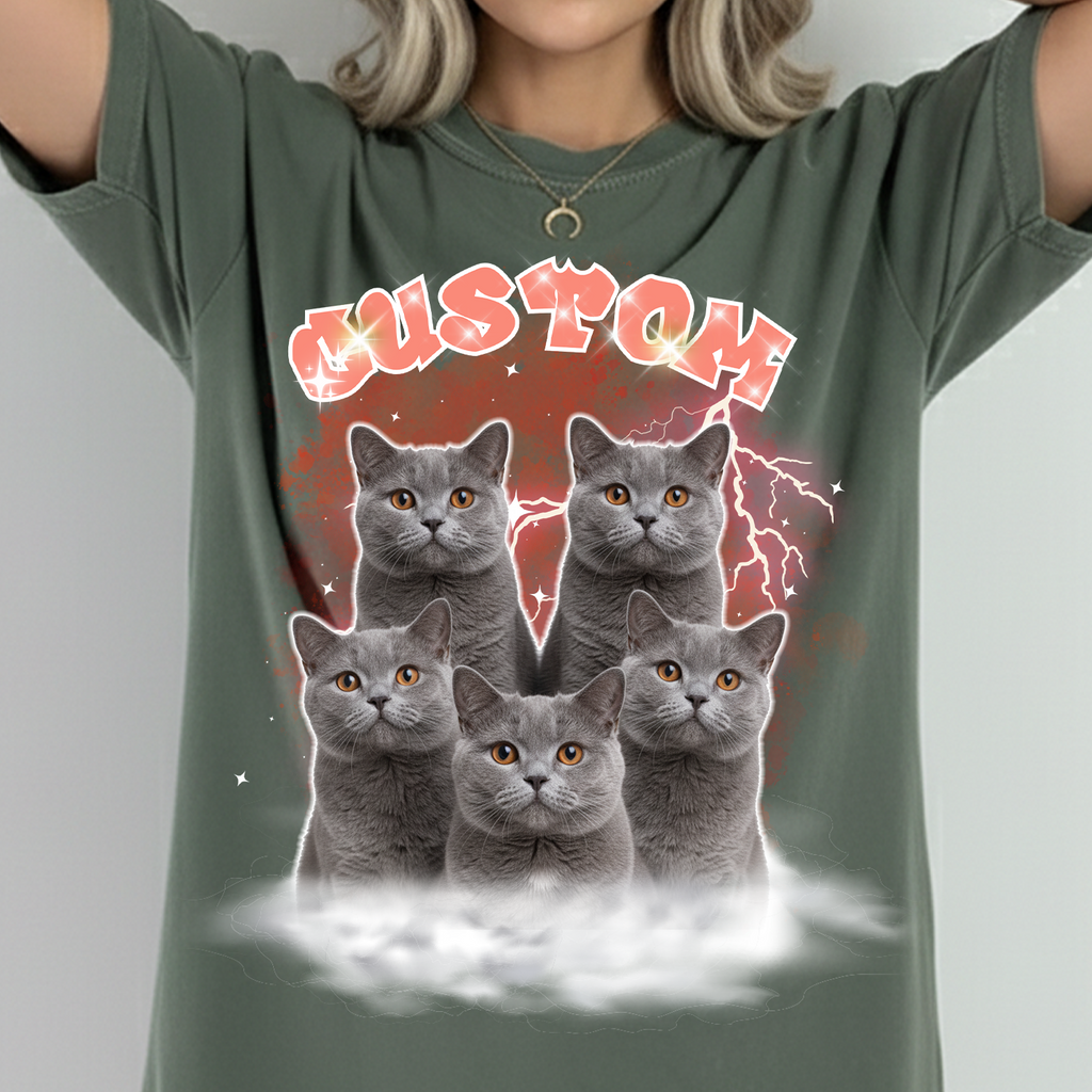 Personalized Pet Portrait Printed T shirt, Sweatshirt, Hoodie, Custom Pet Photo