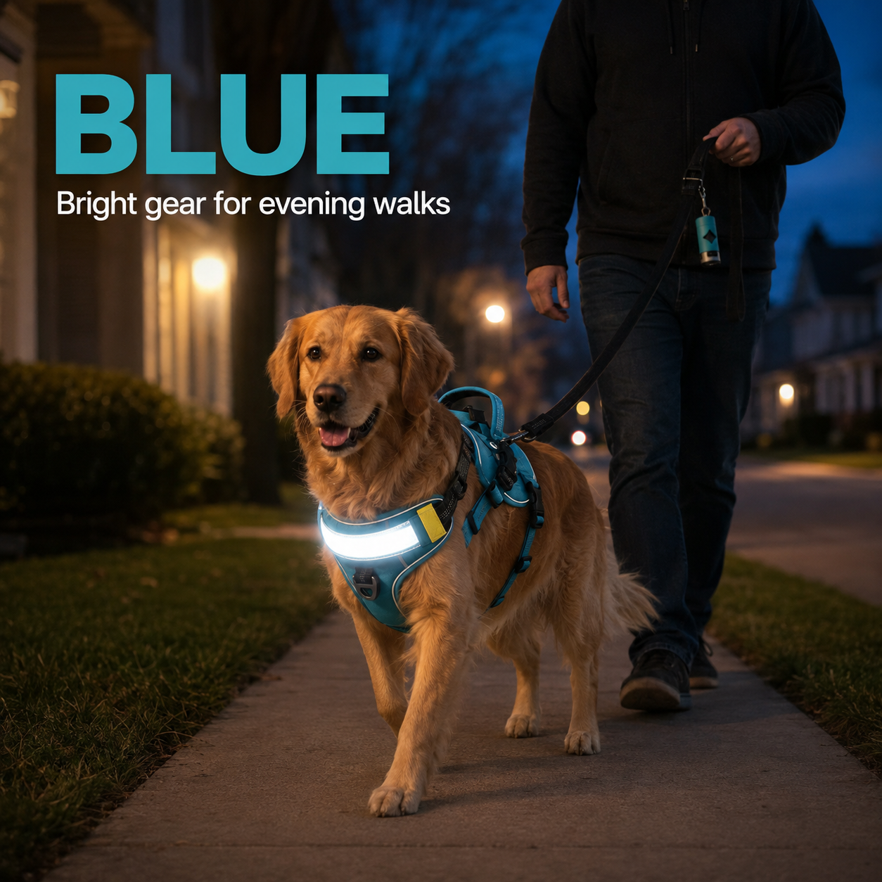 Dog Night Walking Kit – Light-Up Harness, Leash & Cleanup Accessories