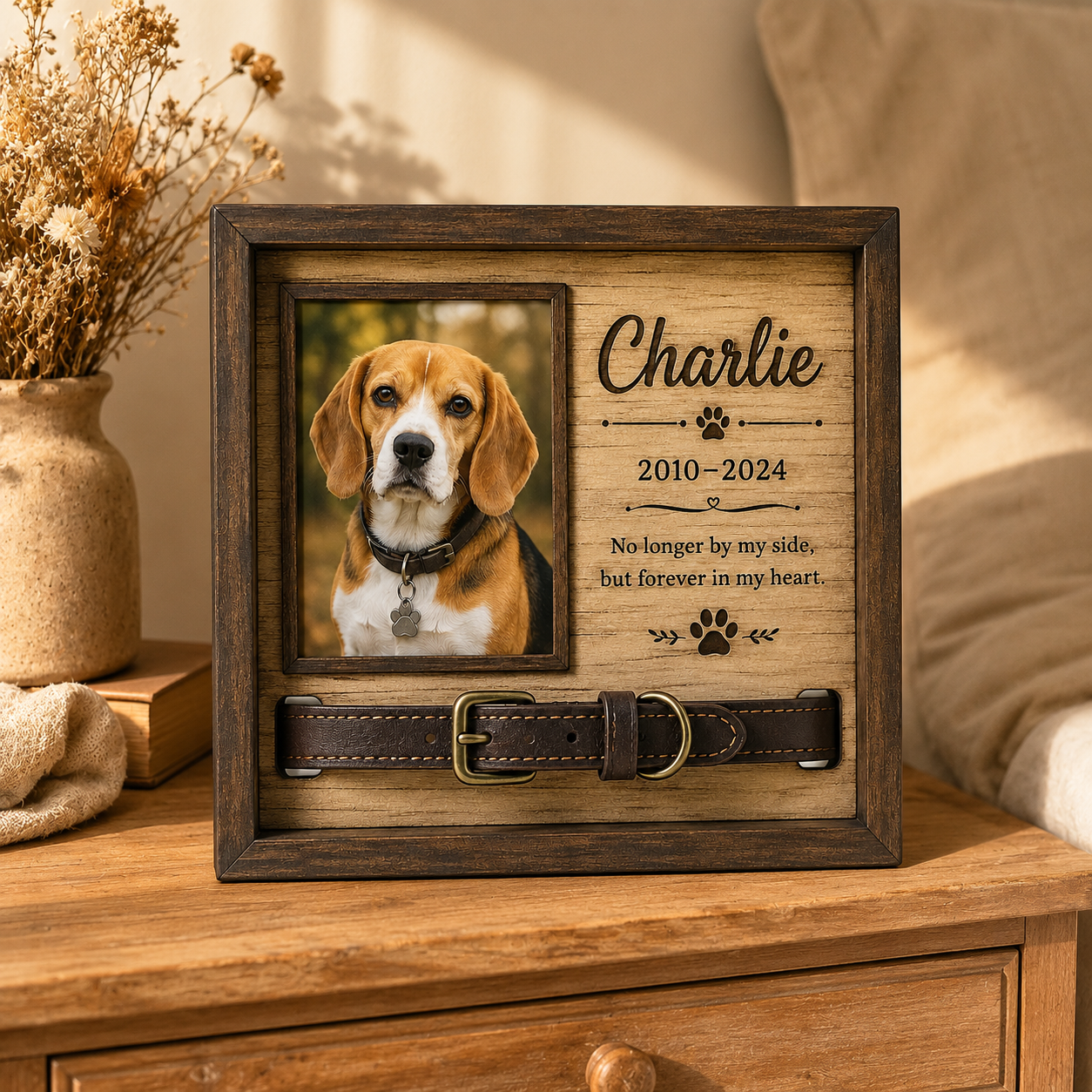 Personalized Pet Memorial Collar Sign – Custom Dog & Cat Photo Keepsake