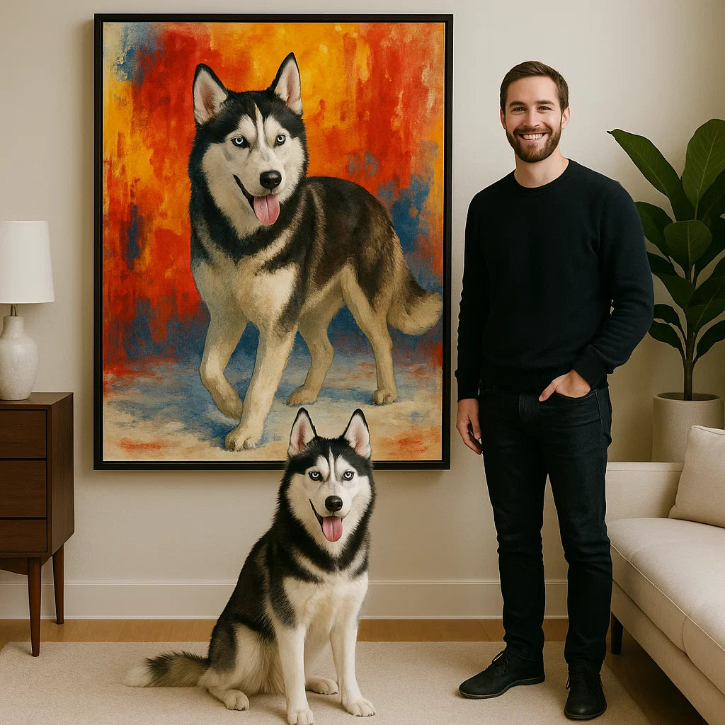 Retrato Personalizado de Mascota – Lienzo con Textura de Óleo Vibrante