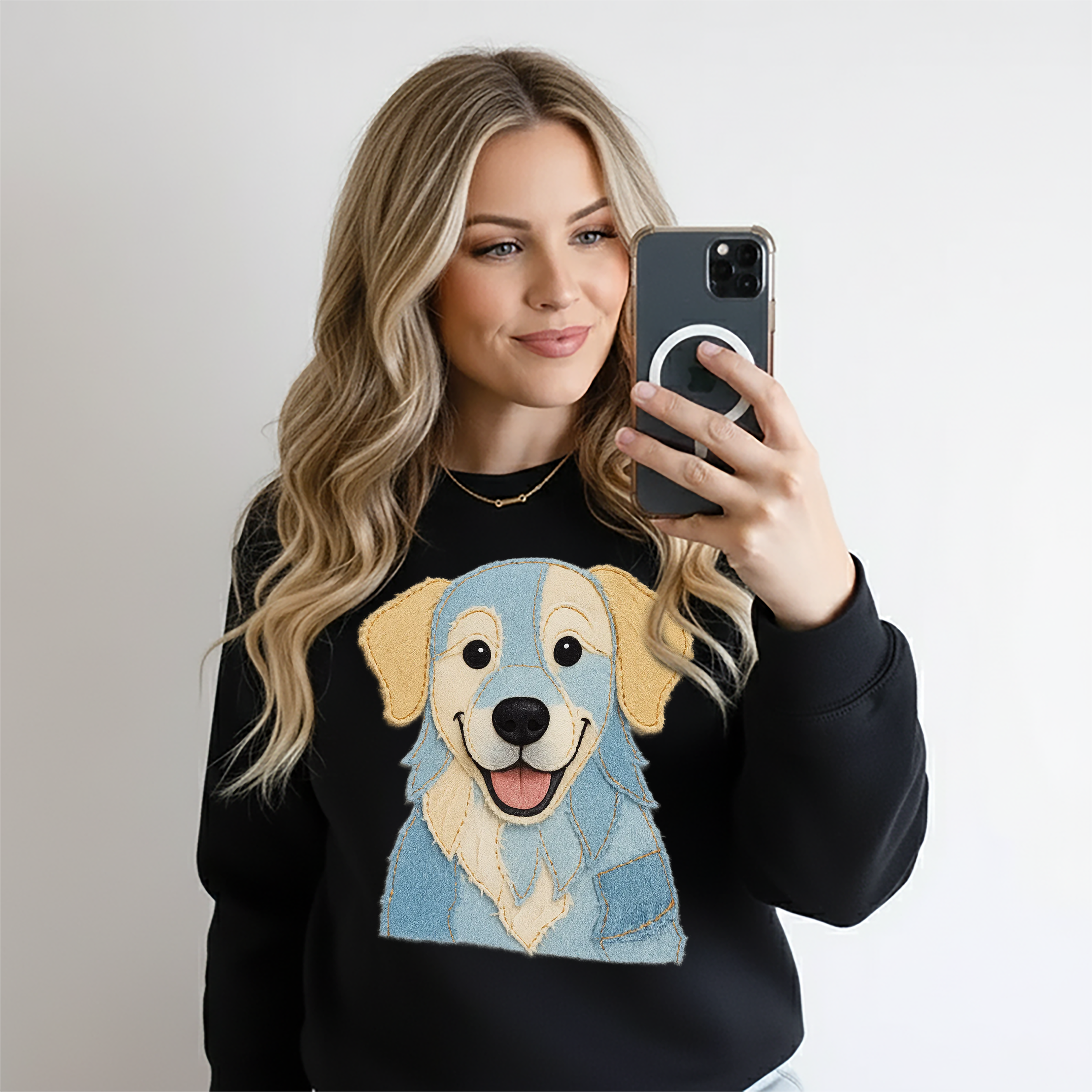 Personalized Pet Portrait Printed T shirt, Sweatshirt, Hoodie - Custom Dog, Cat Photo Denim Printed