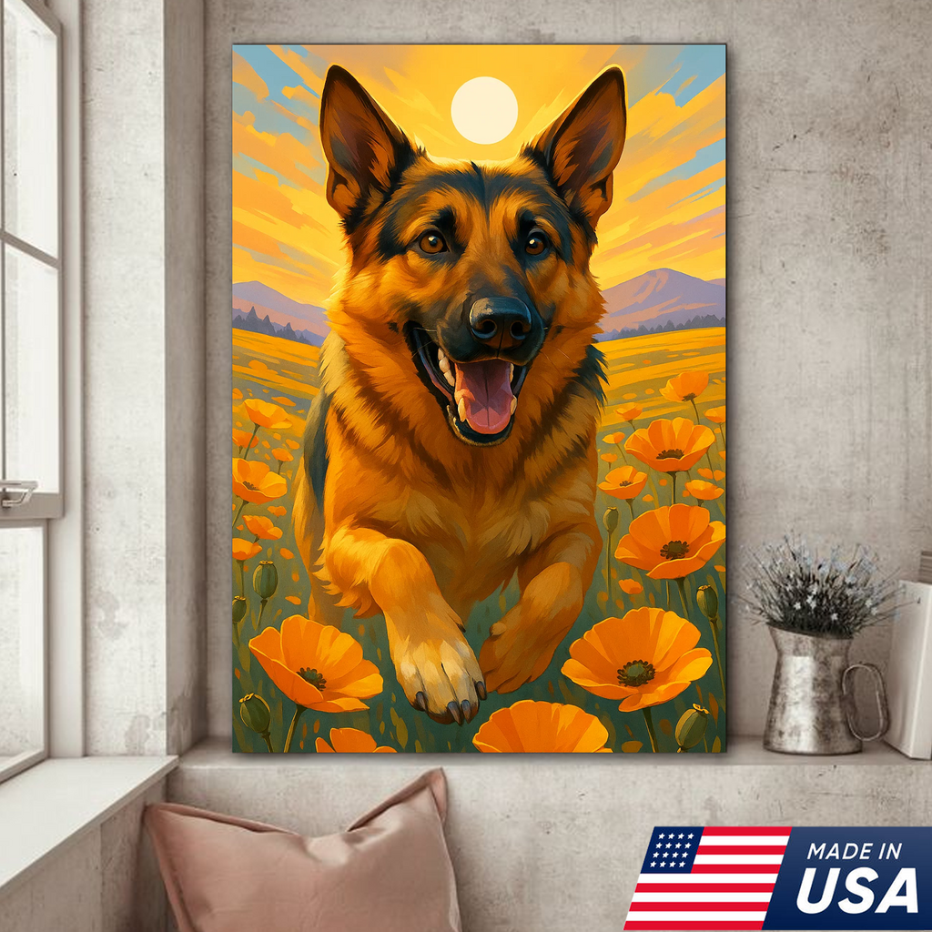 Retrato de Mascota Personalizado - Perro Gato en Campo de Flores Lienzo