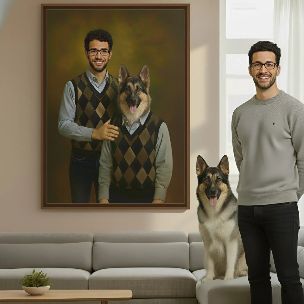 Lienzo personalizado con retrato de mascota - Lienzo personalizado de humano y mascota