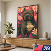 Custom Pet Portrait - Personalized Flowers Dog Cat Portrait Canvas